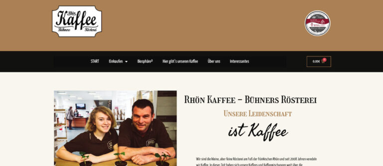 Neue Homepage mit integriertem Onlineshop für Rhön Kaffee!